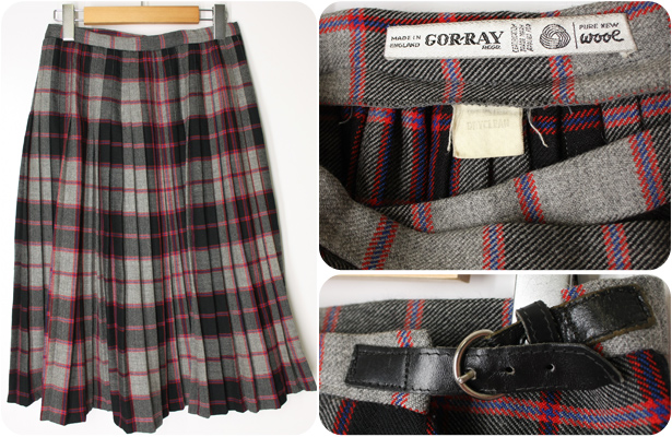 GOR-RAYイングランド製グレーチェック ウールキルトスカート[30%off] - 古着屋 どろんこファクトリィ アメリカとヨーロッパ古着の通販