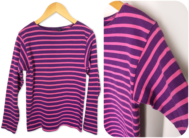 フランス製 ピンク パープルマリンボーダーシャツ 古着屋 どろんこファクトリィ アメリカとヨーロッパ古着の通販