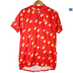 pumaプーマの赤いストライプブラシ柄サイクリングシャツ
