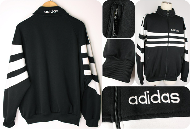 Adidasアディダスの黒 白ビッグボーダージャージ 古着屋 どろんこファクトリィ アメリカとヨーロッパ古着の通販