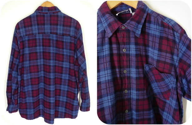 PREMIER群青×赤紫チェック ライトコットンネルシャツ [20%off] - 古着屋 どろんこファクトリィ アメリカとヨーロッパ古着の通販